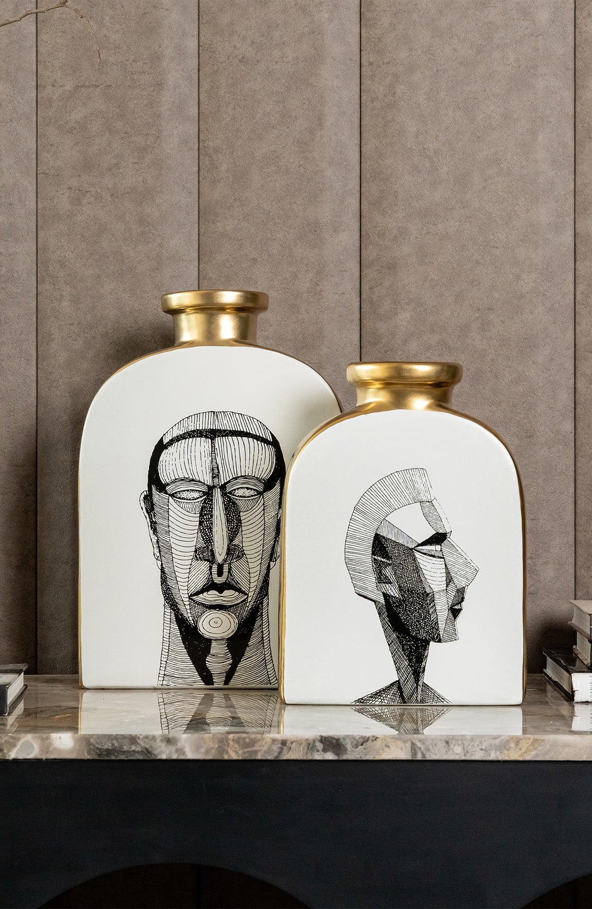 Andre Ivory Gold Ceramic  Jar