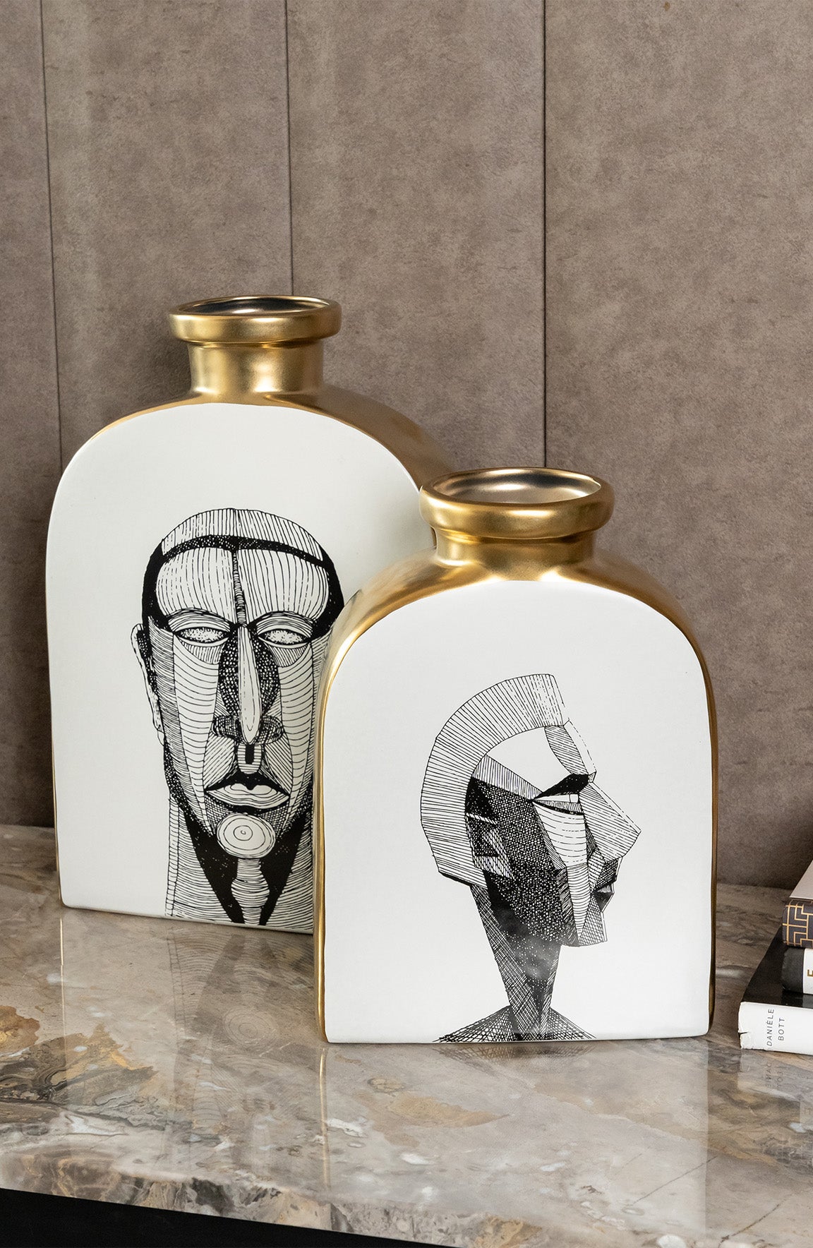 Andre Ivory Gold Ceramic  Jar