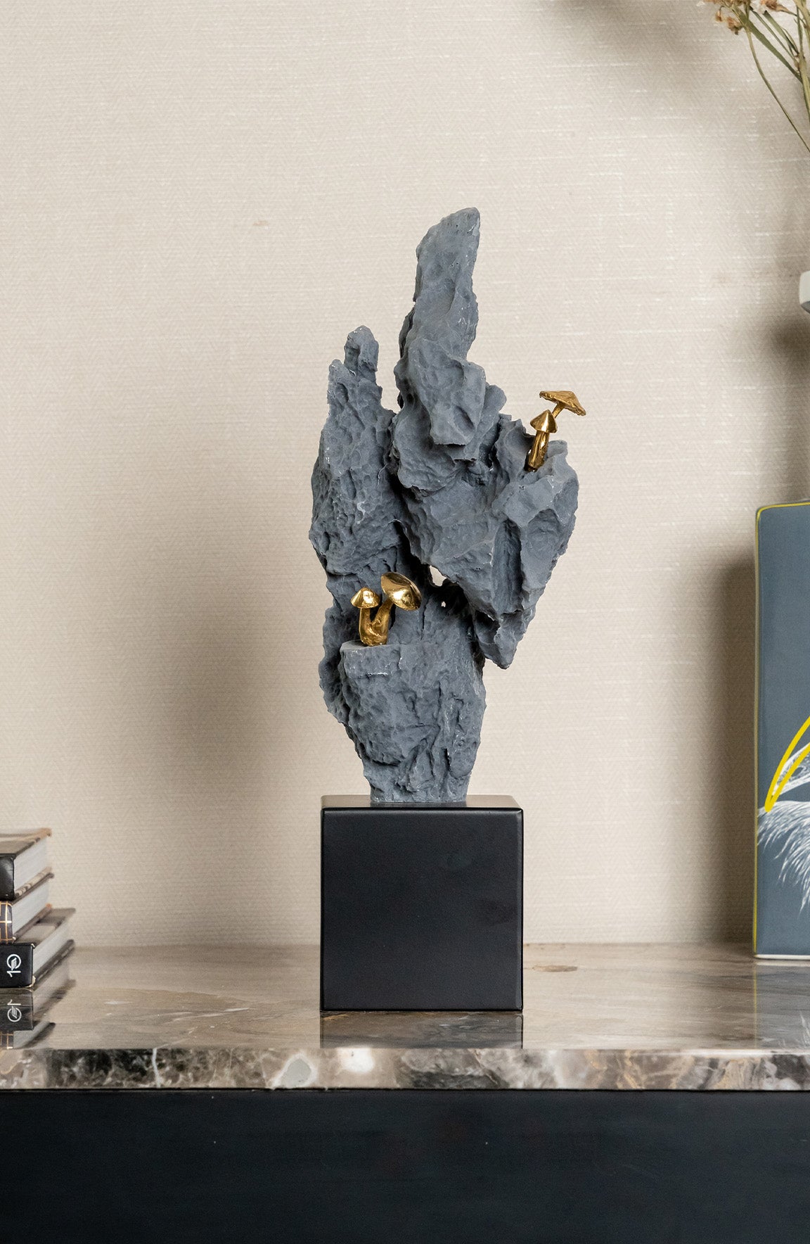 Shroom Rock Resin+Ceramic+Zinc Alloy Crystal Metal Merge Decor Object