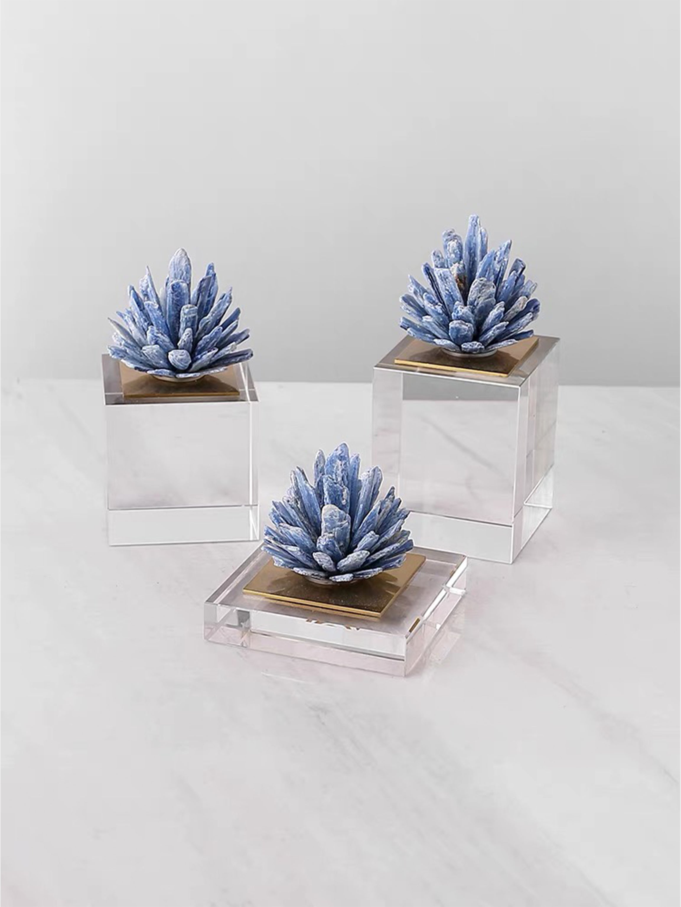 Crown Of Thorns Natural Stone+Crystal Metal Merge Decor Object Set