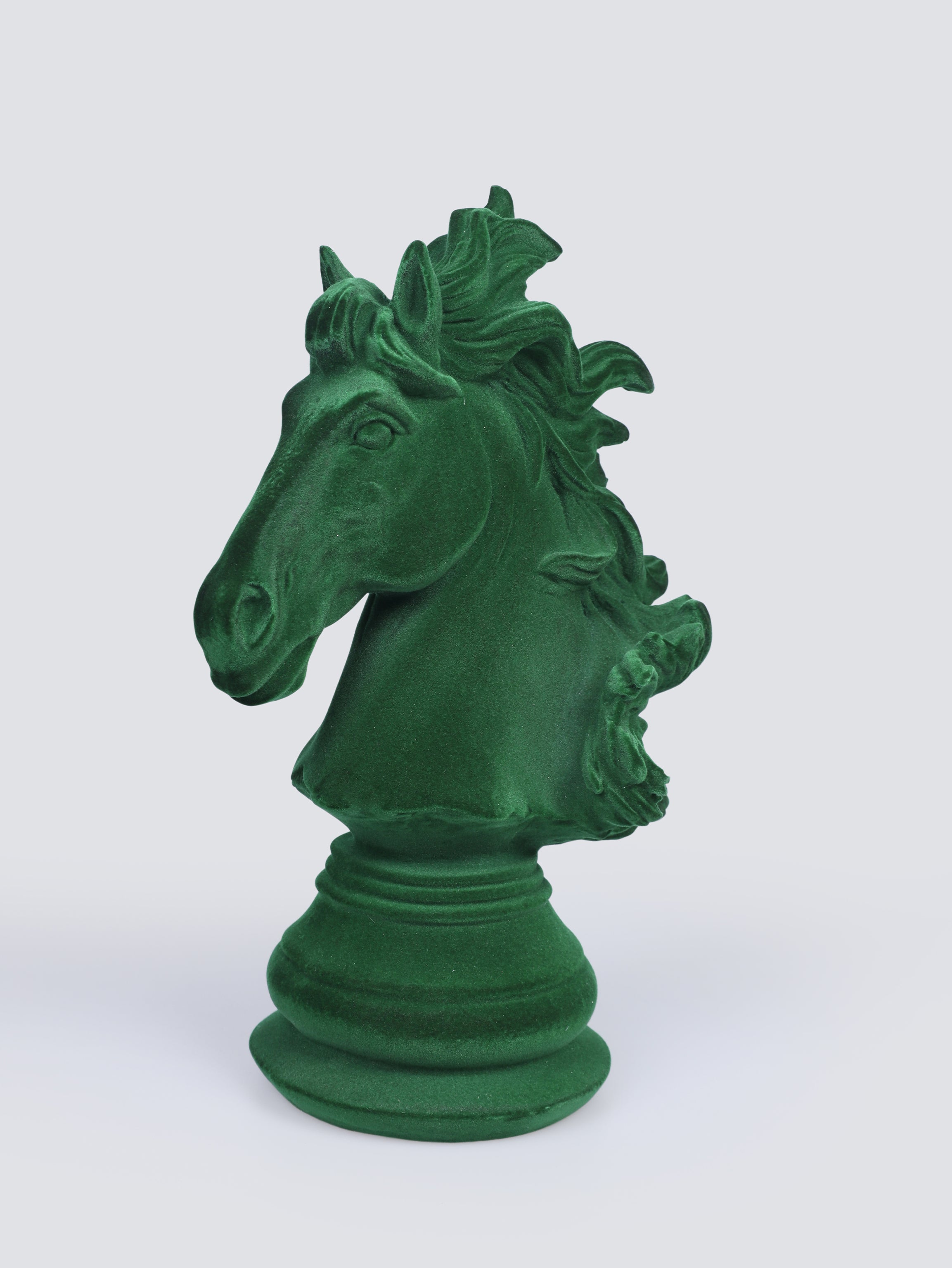 Chess Horse Green Flocking Velvetine Figurine Decor Object