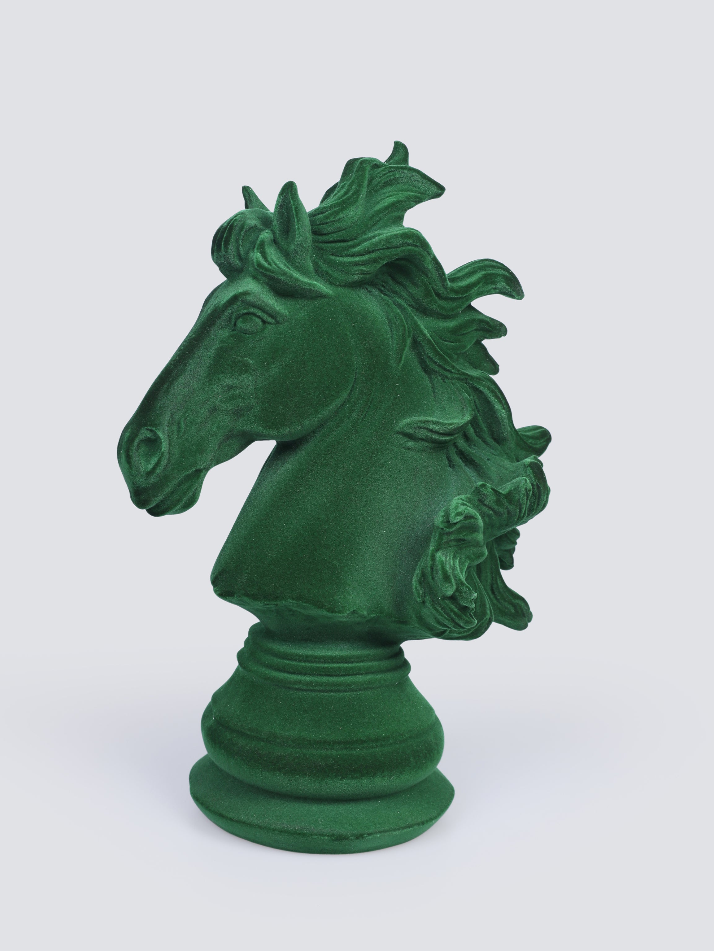 Chess Horse Green Flocking Velvetine Figurine Decor Object
