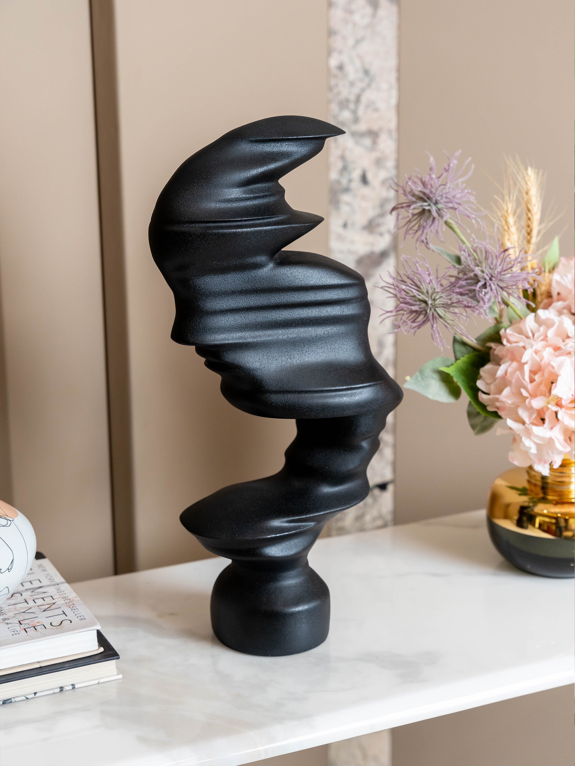 Ardyn Matte Black Abstract Sculptural Face