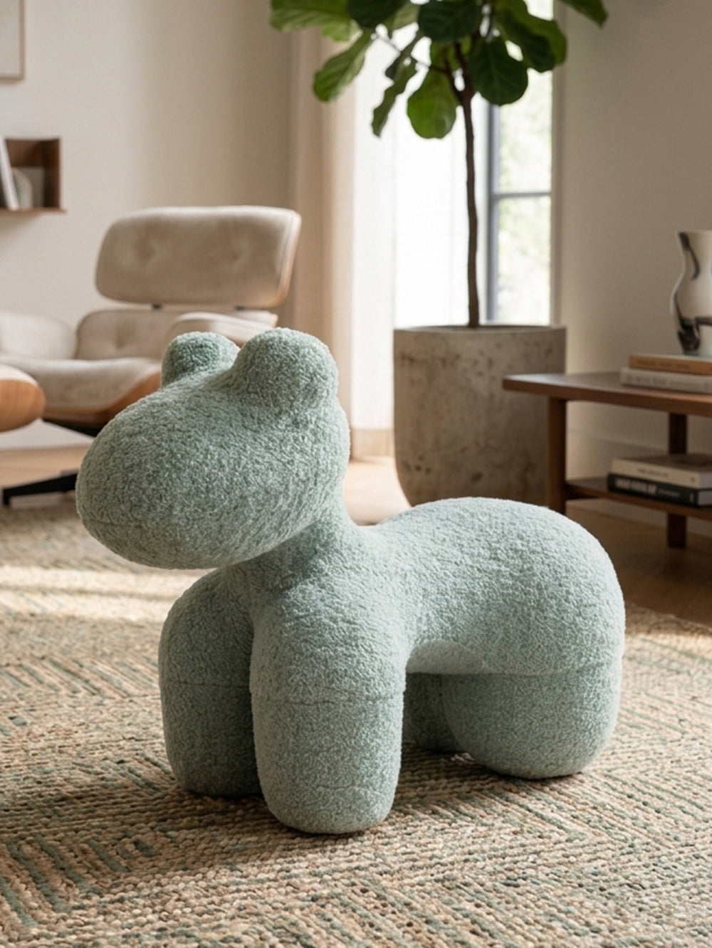 Élio Small Pony Boucle Stool - Pastel Mint Green