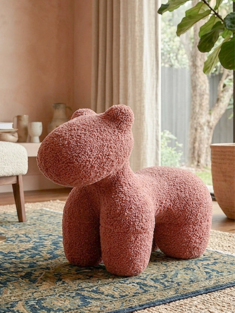Élio Big Pony Boucle Stool - Dusty Rose Pink
